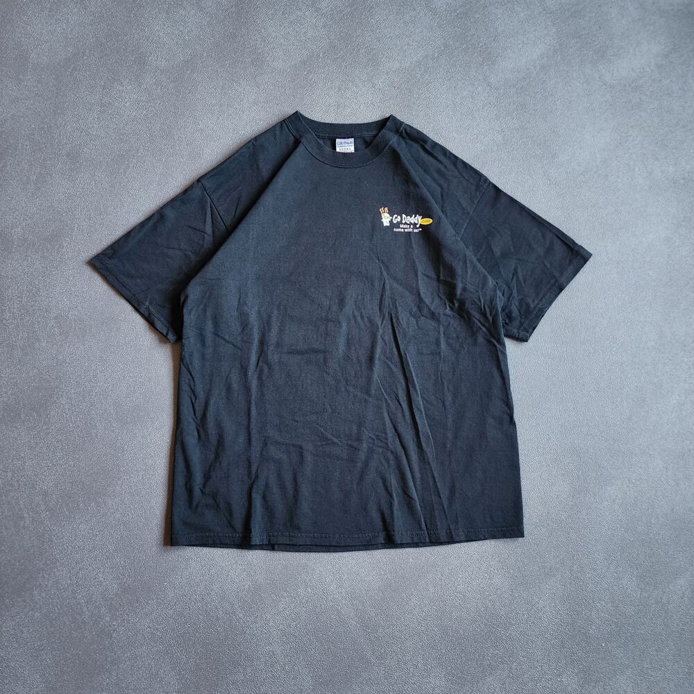 Vintage Go Daddy.com Make a Name With Us Gildan Black Shirt XL